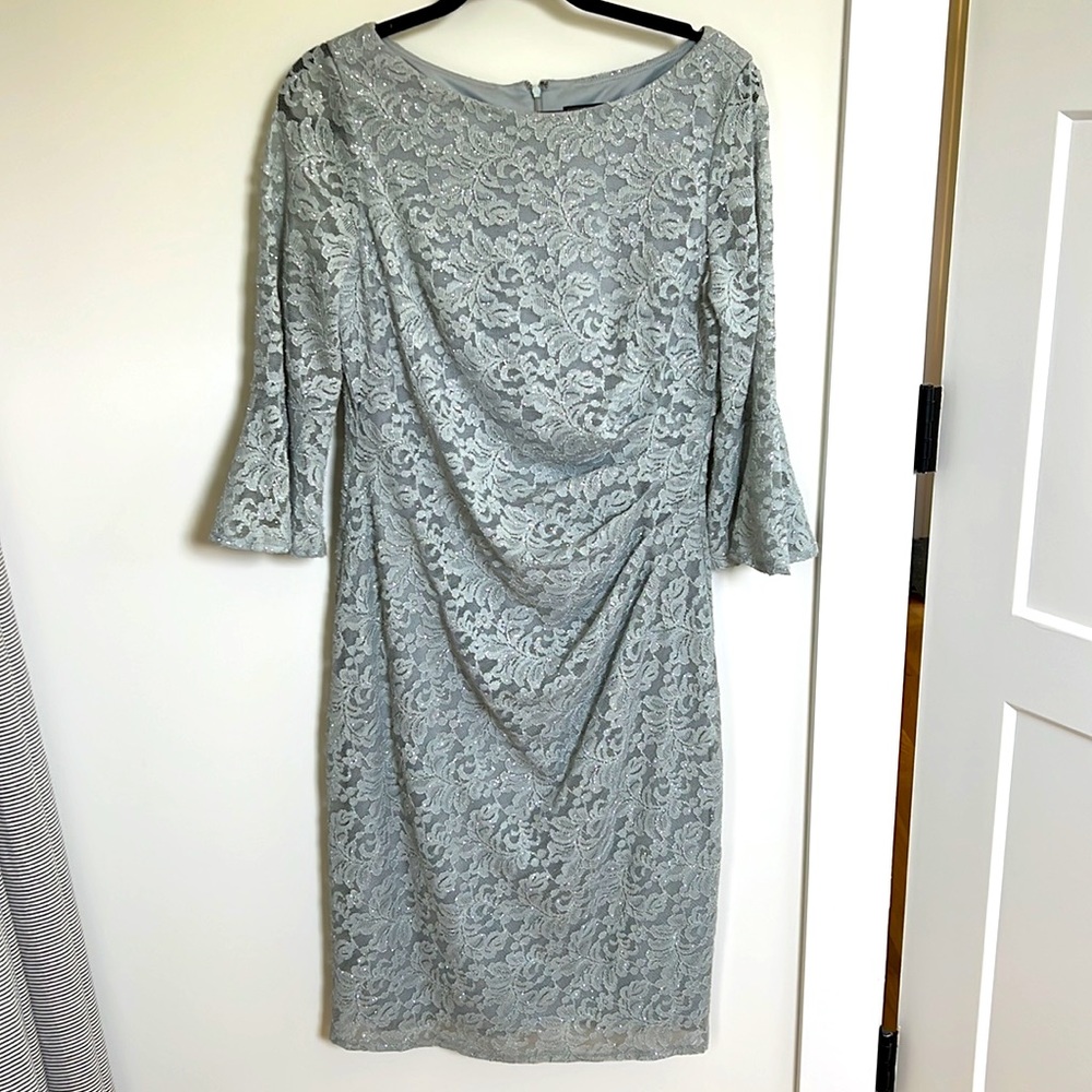 Jessica Howard Shimmer Lace Dress w Bell Sleeves